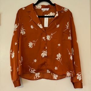 NWT All in Favor Satin Shirt